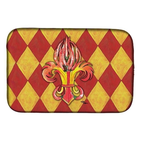 Carolines Treasures Carolines Treasures 8499DDM Peppers Fleur De Lis Dish Drying Mat 8499DDM